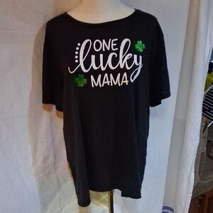 Celebration St Patrick Day Black Lucky Mama Short Sleeve Tee Size XXL